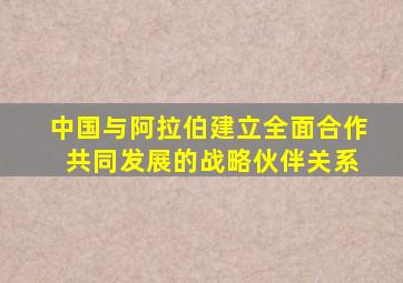 中国与阿拉伯建立全面合作 共同发展的战略伙伴关系